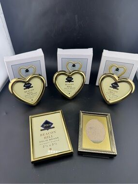 Vintage Beacon Hill Solid Brass Mini picture frames 3" x 3" Lot of 5